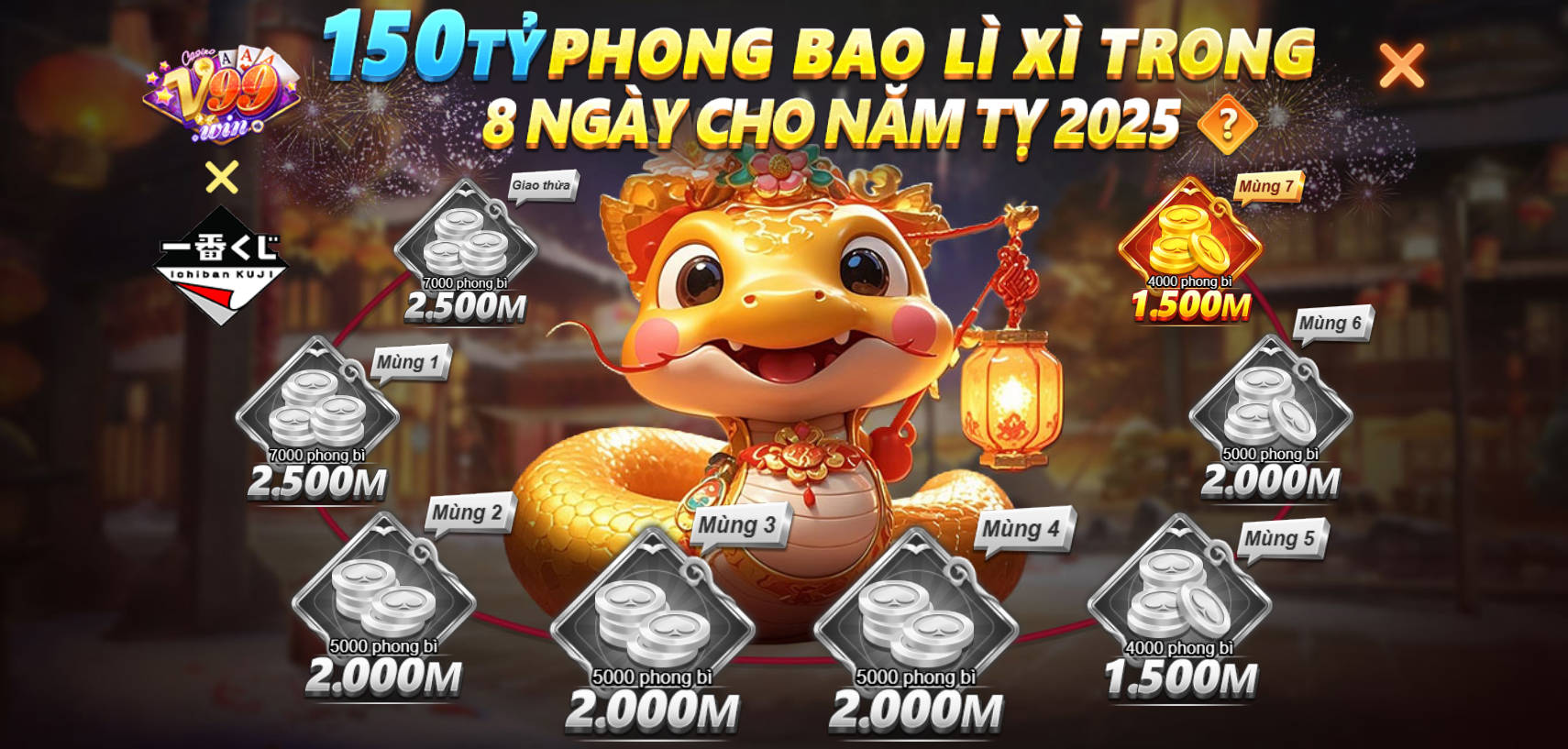 Hoạt Động Lễ Hội Xuân Năm Tỵ Tại V99: Nhận Phong Bì Đỏ May Mắn!